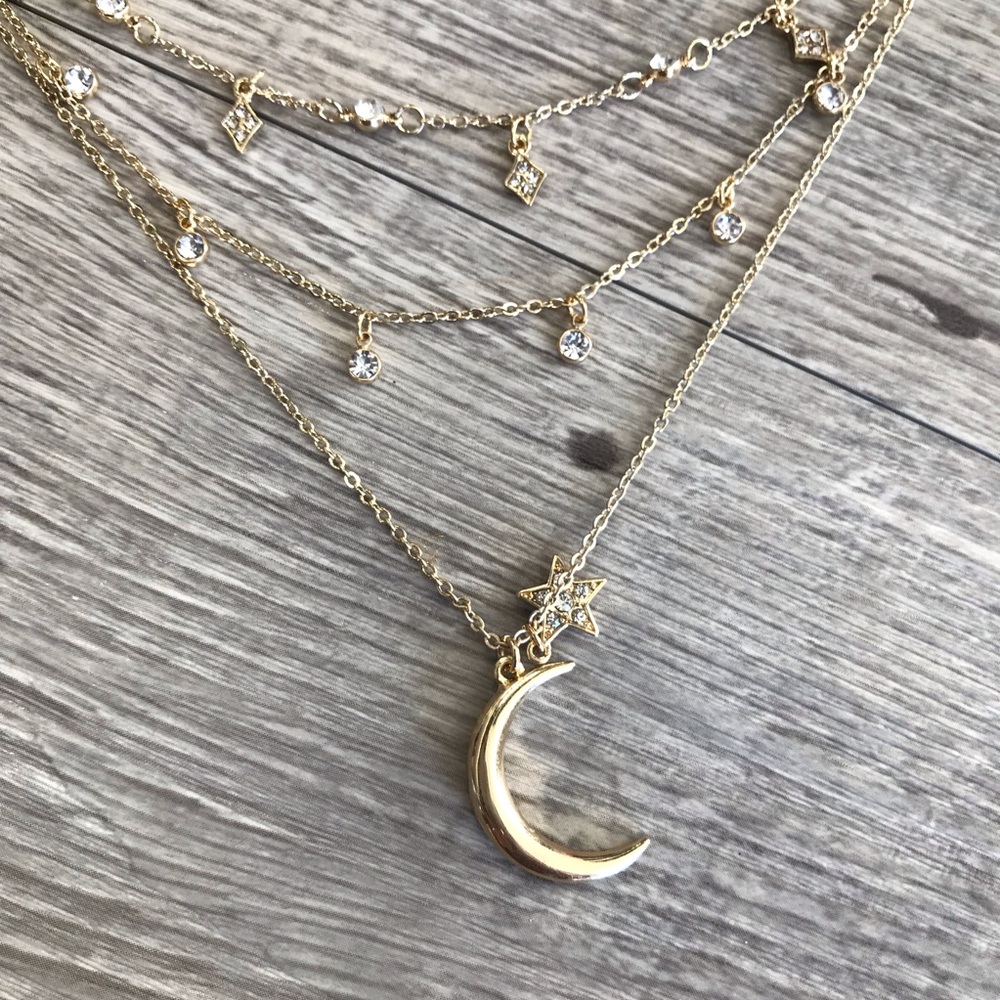 “To the moon and back” Triple layer necklace